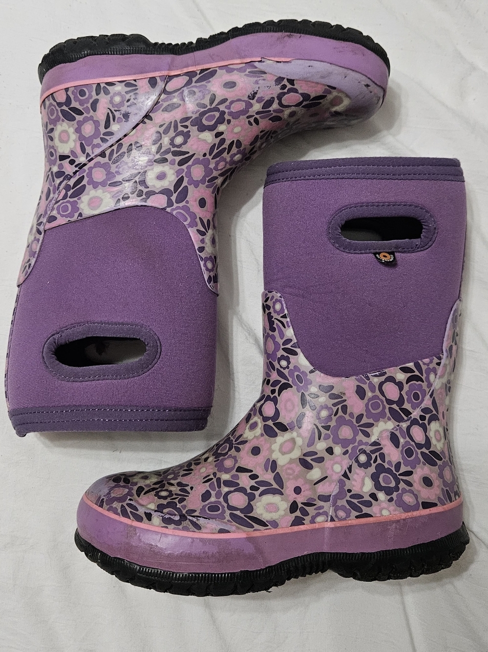 Bogs Kids Winter Boots Floral in Purple & Pink